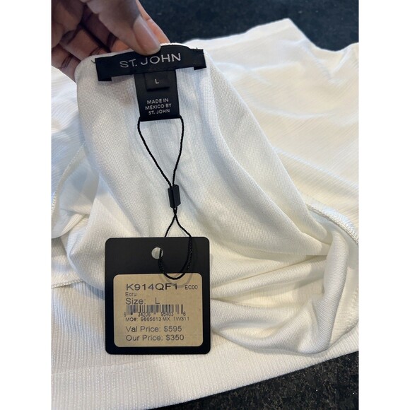 St. John Ivory Boat Neck Blouse Large K914QF1 NWT (Minor Flaws) - Picture 14 of 15